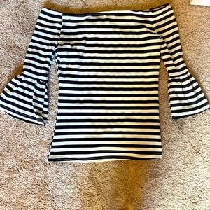 Black Stripes Shoulder Off Top!